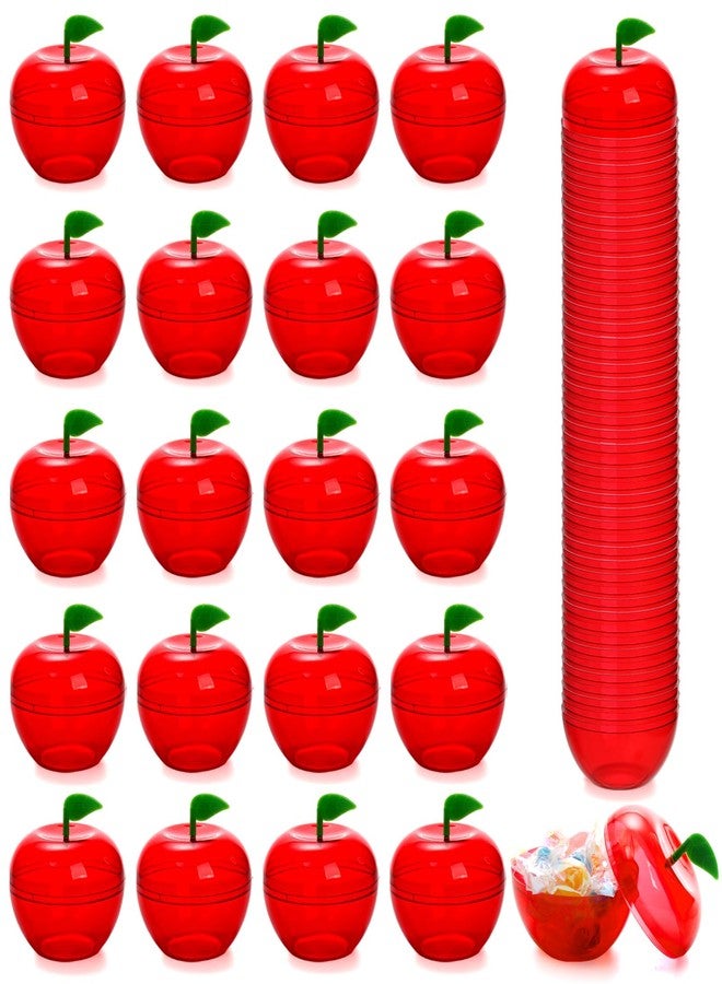 Cididu 50 Pcs Plastic Apple Container, Christmas Small Candy Container, Red Apple Shaped Candy Toy Filling Jars with lid, Treat Gift Boxes for Teacher Appreciation Party Favor Back to School Gift - Image 1
